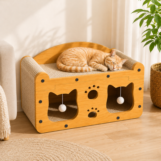 Lit cachette pour chat à griffer